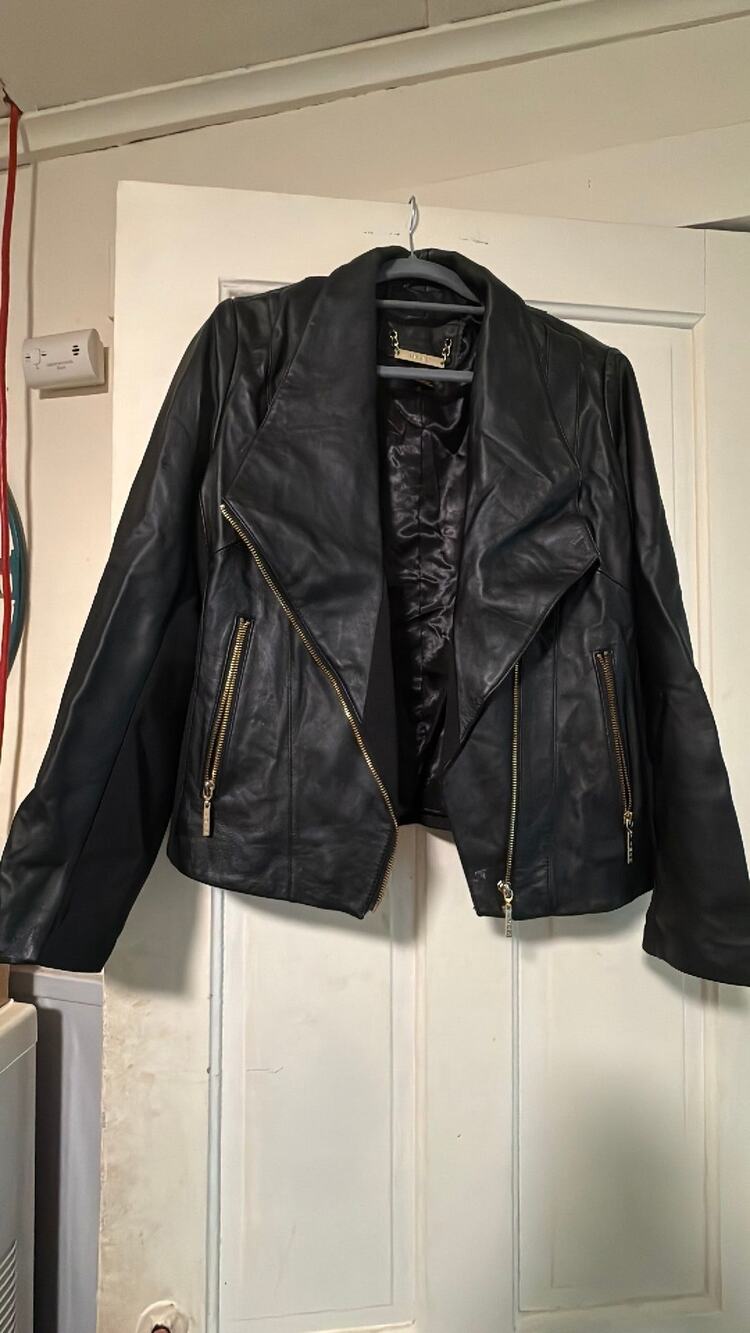 Woman’s IMAN leather asymmetrical moto jacket
